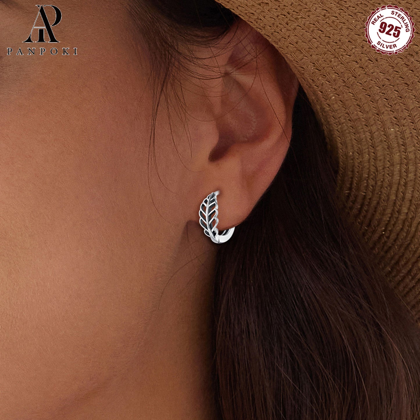 925 Silver Hypoallergenic Hoop Earrings With Delicate Hollow Leaf Pattern Simple Elegant Style Female Gifts